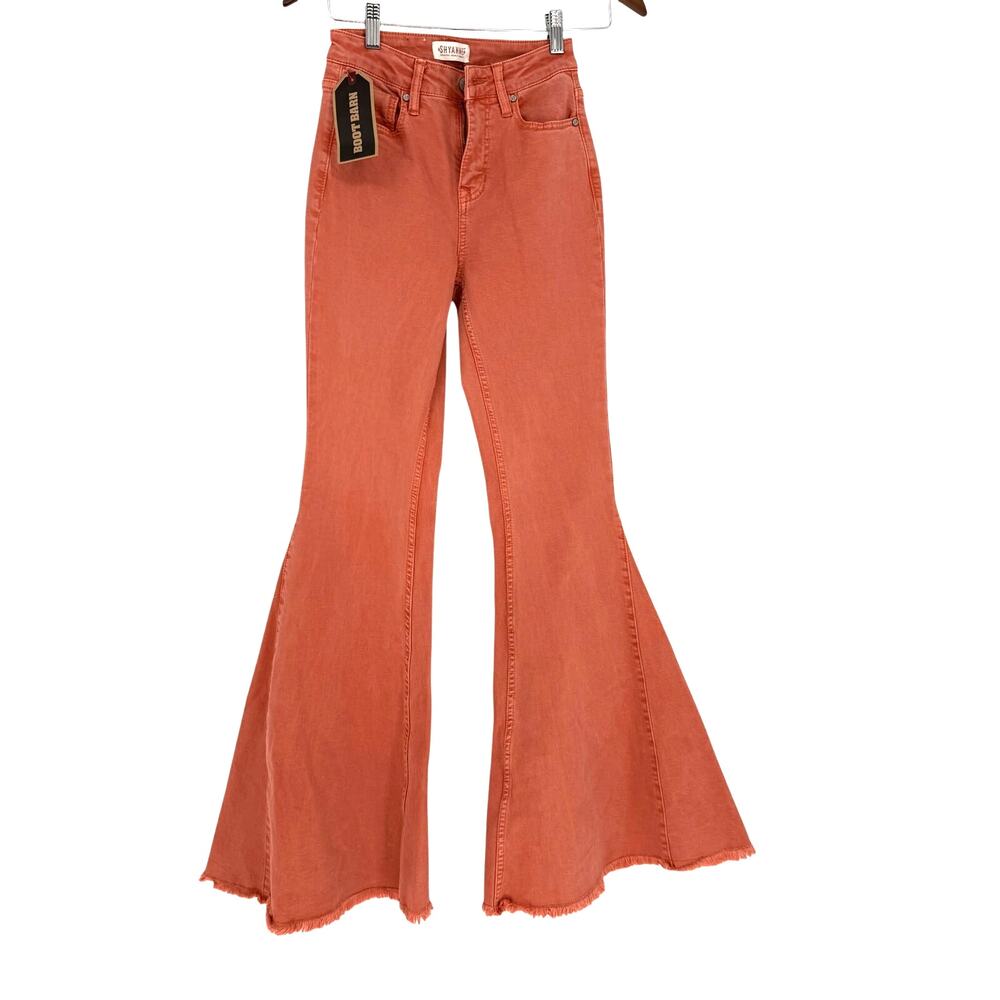 NWT Shyanne Super Flare Bell Bottom Jeans Terracotta Rust Boho Western 25x34L